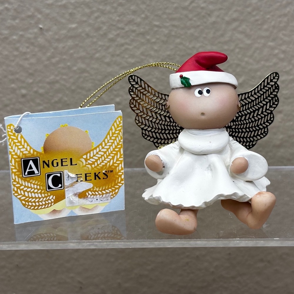 Russ Angel Cheeks Ornament Santa Hat Kirk's Kritters 2001 Christmas